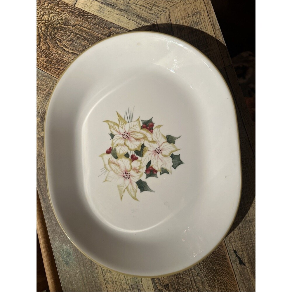 Corelle Winter Harmony 10x 12 Inch Serving Platter/Tray Christmas Flowers 12.25